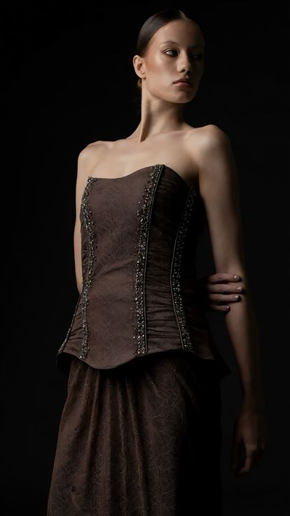 Cappuccino Peplum Detaylı  Dantelli Abiye  Elbise